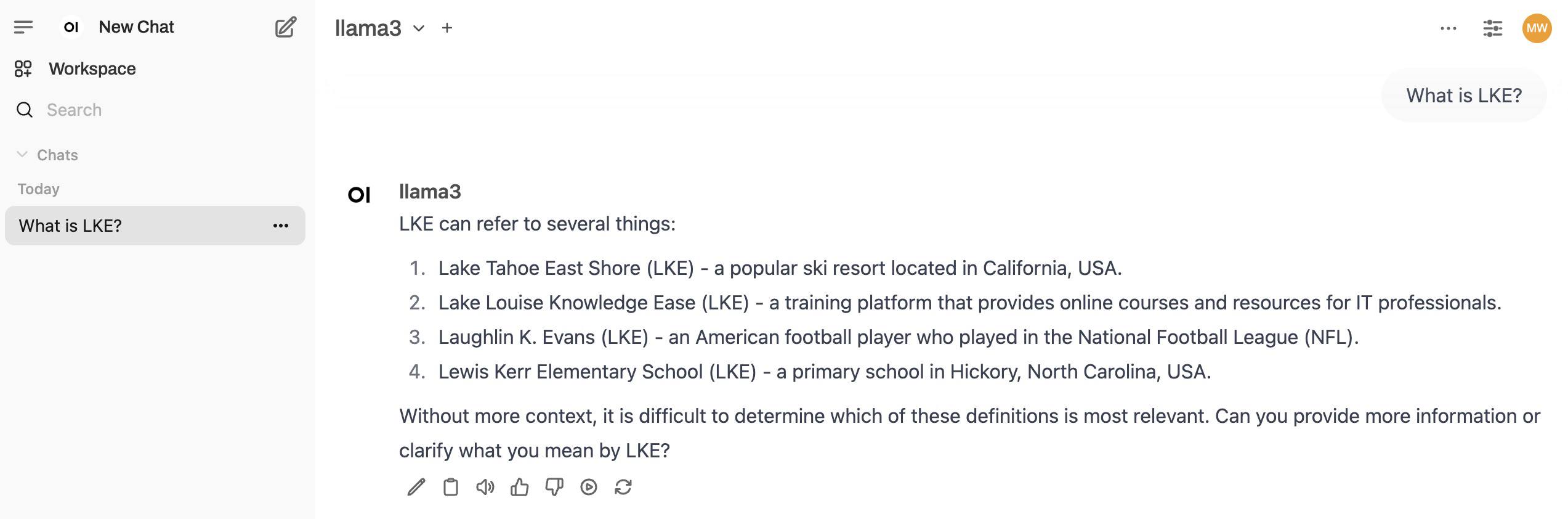 Screenshot of a Llama 3 query in Open WebUI Screenshot of a Llama 3 query in Open WebUI