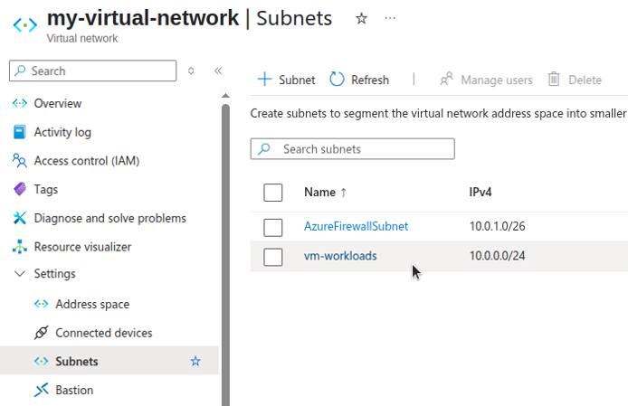 Diagram showing VM subnet IP address range.