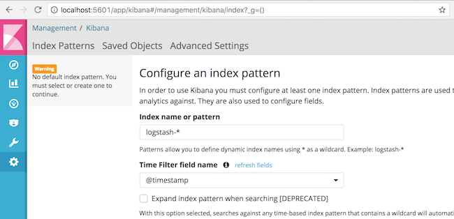 Kibana 5 Index Pattern Configuration Kibana 5 Index Pattern Configuration